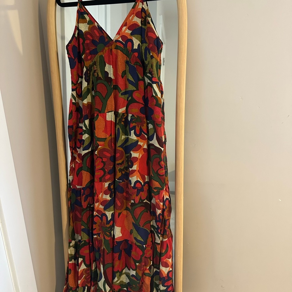 MSK Red and Green Floral Maxi Dress